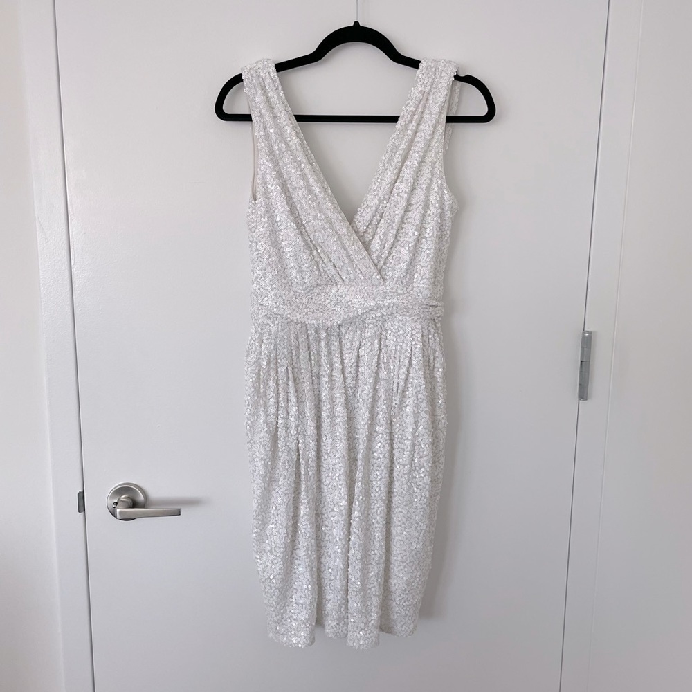 Badgley Mischka beautiful white sequin dress